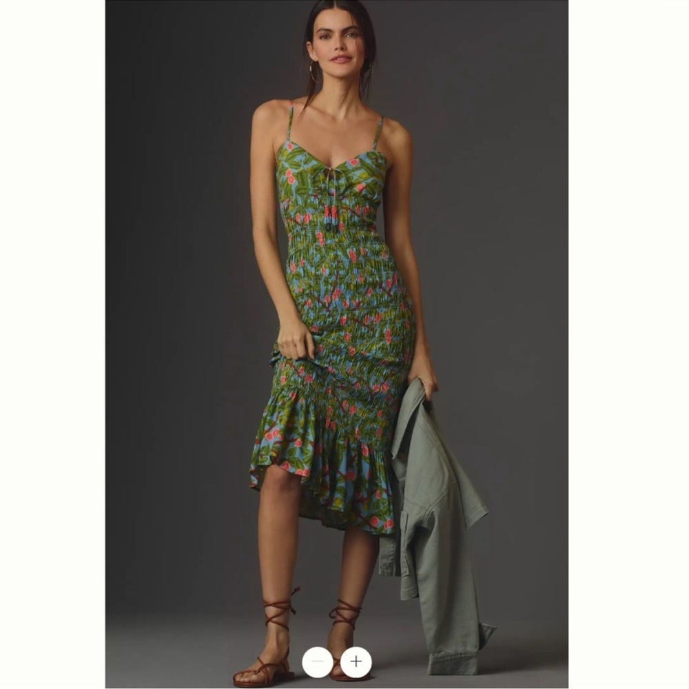 Farm Rio x Anthropologie Ruched Tie-Front Dress XL NWT